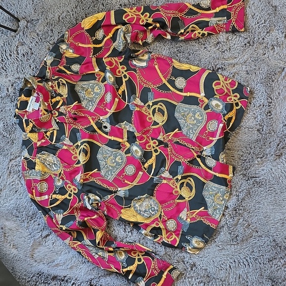 Alfred Dunner Flowy Stunning Chains And Tassels Print Blouse Size 16 - Picture 2 of 11